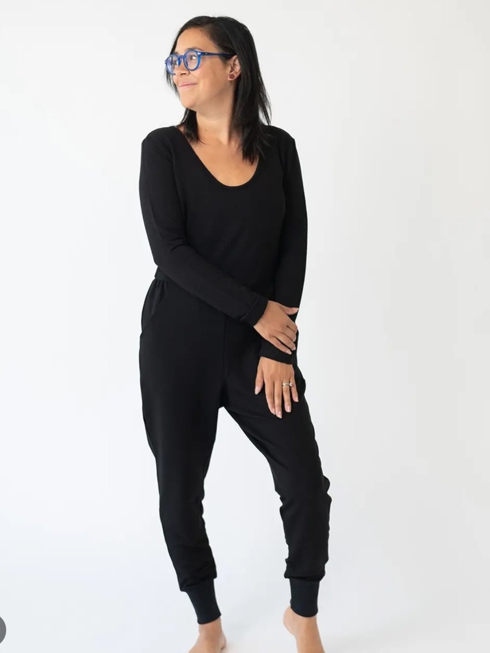 Lost in Layers French Terry long sleeve jumpsuit black M/L loungewear comfy